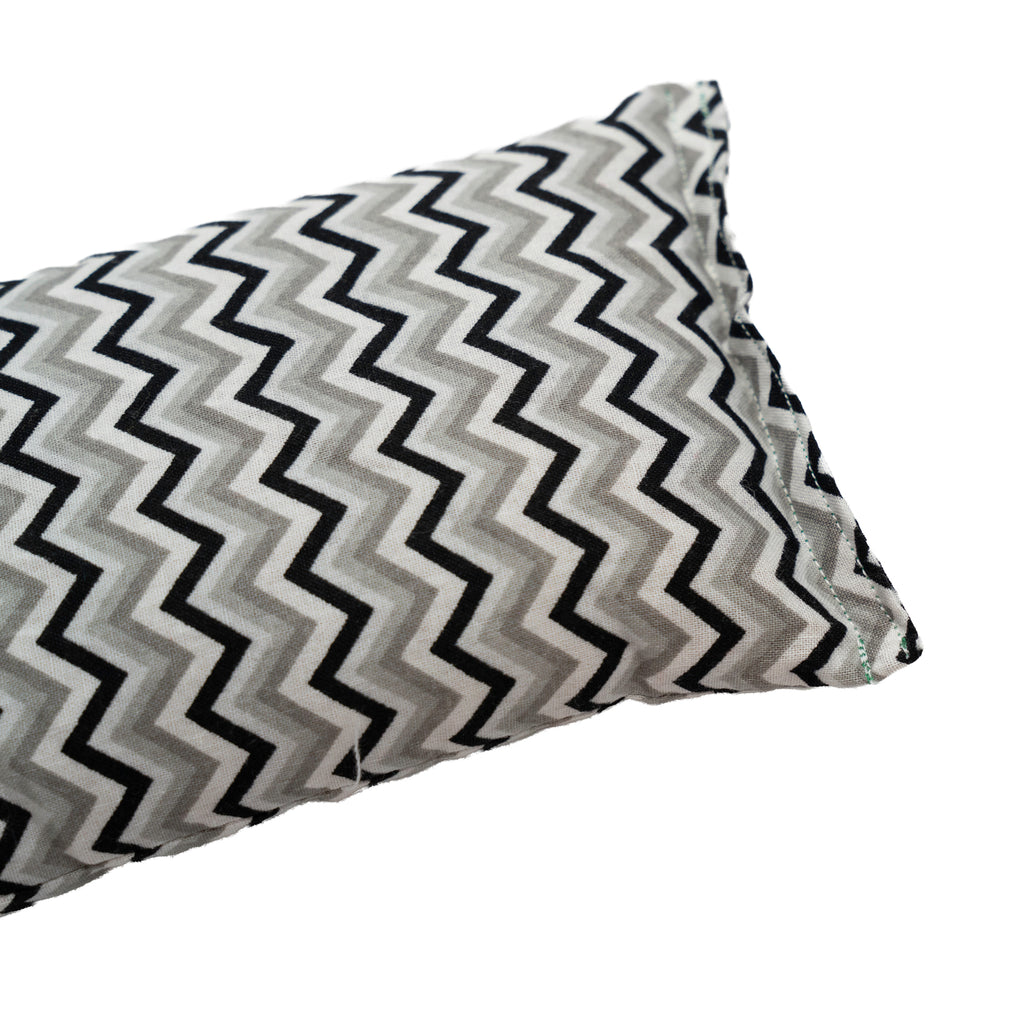 Unscented - Microwavable Upcycled Therapy Sock: Reusable Rice & Flaxseed Heat/Ice Pad - Zig Zag Print
