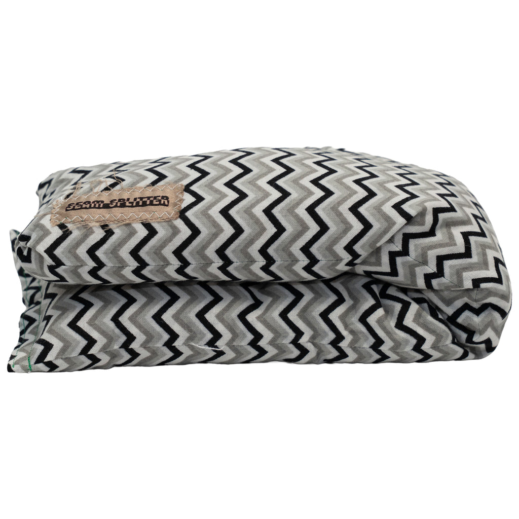 Unscented - Microwavable Upcycled Therapy Sock: Reusable Rice & Flaxseed Heat/Ice Pad - Zig Zag Print