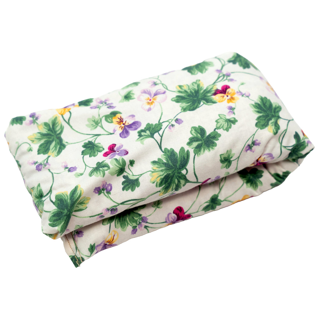 Unscented - Microwavable Upcycled Therapy Sock: Reusable Rice & Flaxseed Heat/Ice Pad - Flower Print