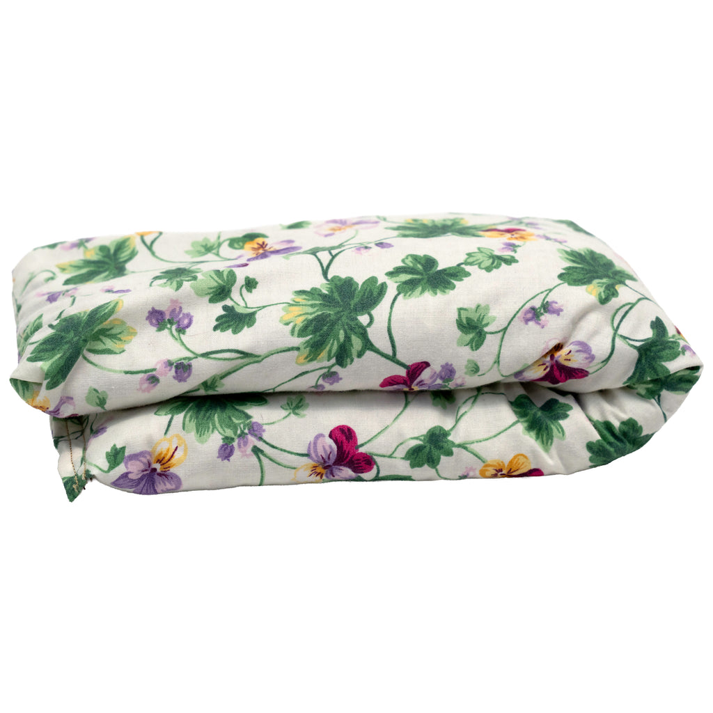 Unscented - Microwavable Upcycled Therapy Sock: Reusable Rice & Flaxseed Heat/Ice Pad - Flower Print