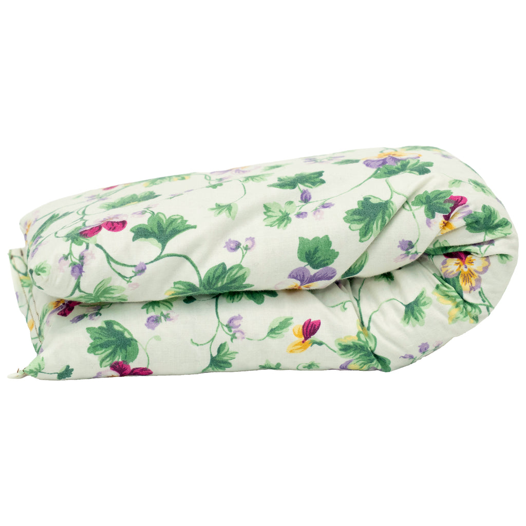 Rosemary Scented - Microwavable Upcycled Therapy Sock: Reusable Rice & Flaxseed Heat/Ice Pad - Flower Print
