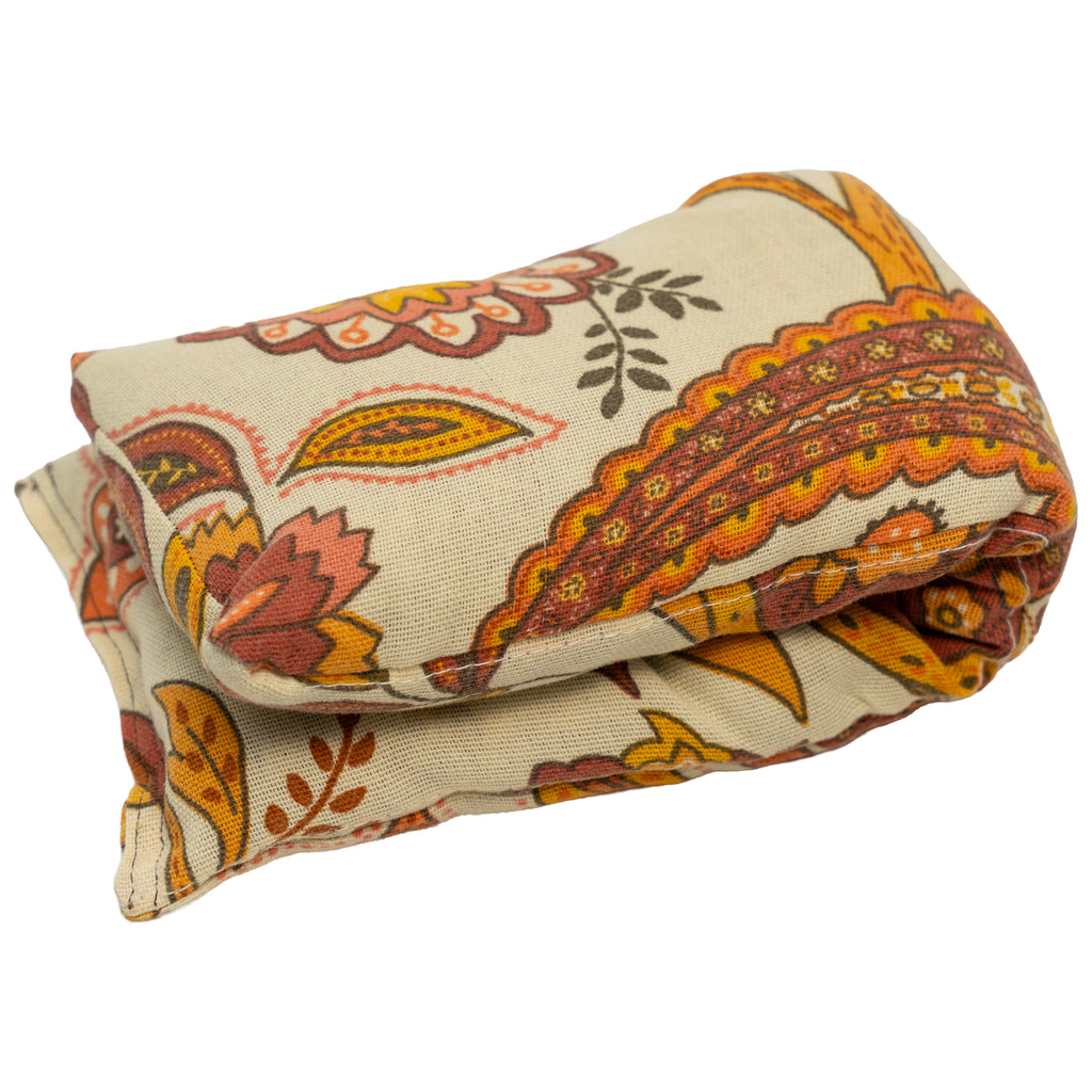 Eucalyptus Scented - Microwavable Upcycled Therapy Sock: Reusable Rice & Flaxseed Heat/Ice Pad - Retro Print