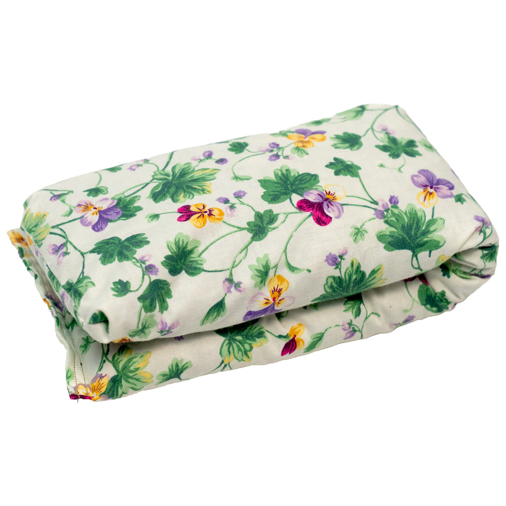 Eucalyptus Scented - Microwavable Upcycled Therapy Sock: Reusable Rice & Flaxseed Heat/Ice Pad - Flower Print