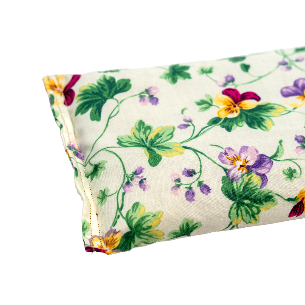 Eucalyptus Scented - Microwavable Upcycled Therapy Sock: Reusable Rice & Flaxseed Heat/Ice Pad - Flower Print