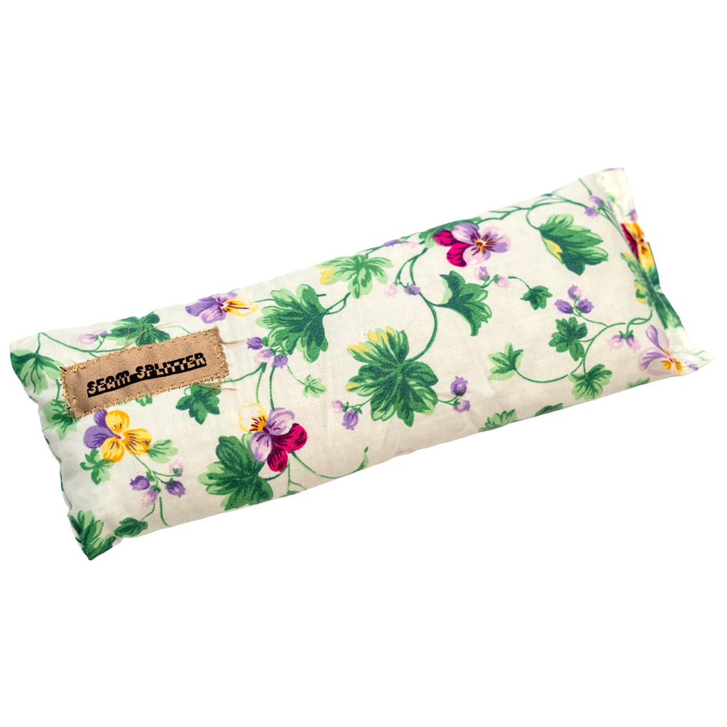 Chamomile Scented - Microwavable Upcycled Therapy Sock: Reusable Rice & Flaxseed Heat/Ice Pad - Small - Flower Print