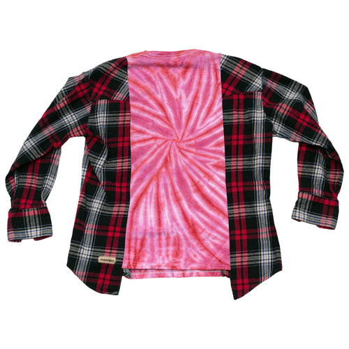 AC/DC Flannel Campfire Style Sweatshirt - Reworked Vintage Upcycled Plaid - [M]