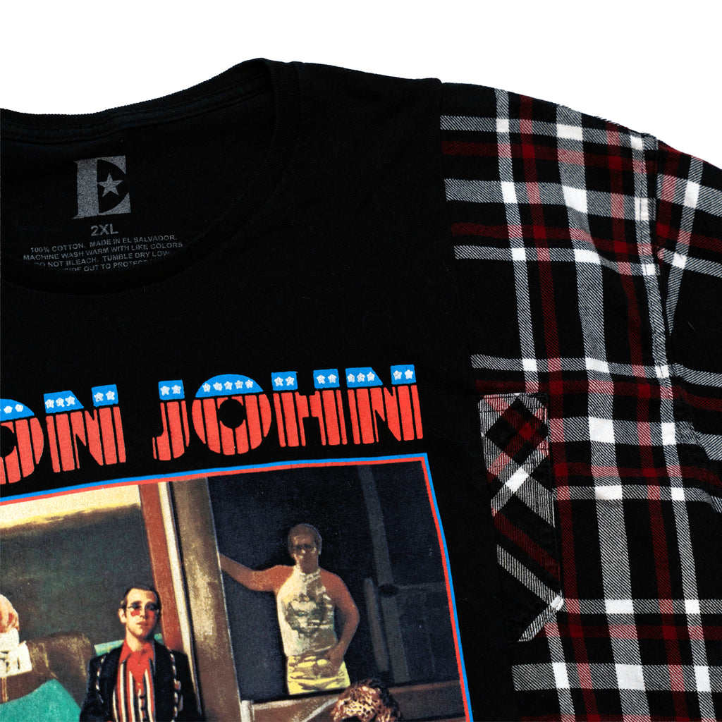 Elton John Flannel Campfire Style Sweatshirt - Reworked Vintage Upcycled Plaid - [L]