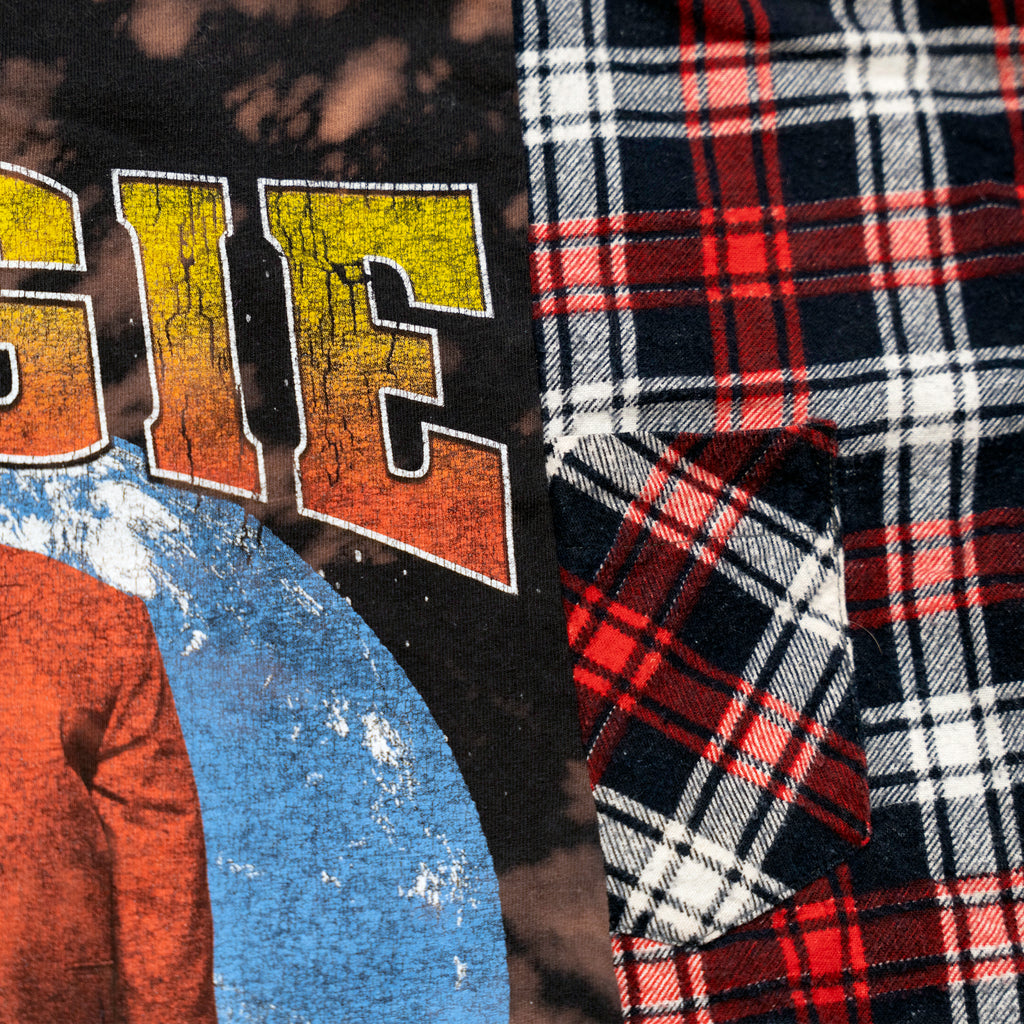 Biggie Smalls Flannel Campfire Style Sweatshirt - Reworked Vintage Upcycled Plaid - [M]