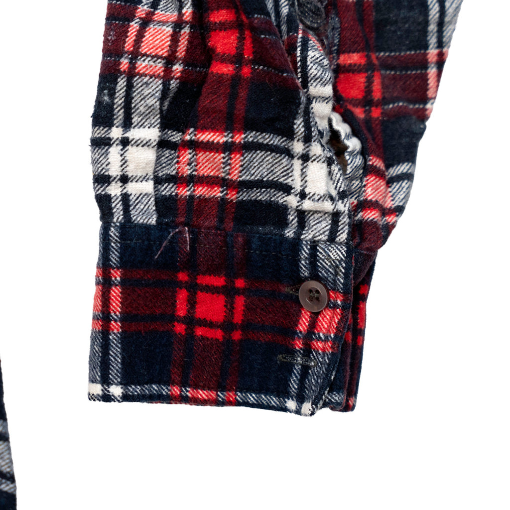 Biggie Smalls Flannel Campfire Style Sweatshirt - Reworked Vintage Upcycled Plaid - [M]