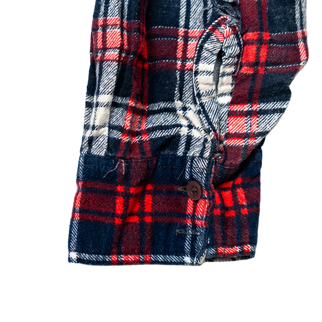 Biggie Smalls Flannel Campfire Style Sweatshirt - Reworked Vintage Upcycled Plaid - [M]