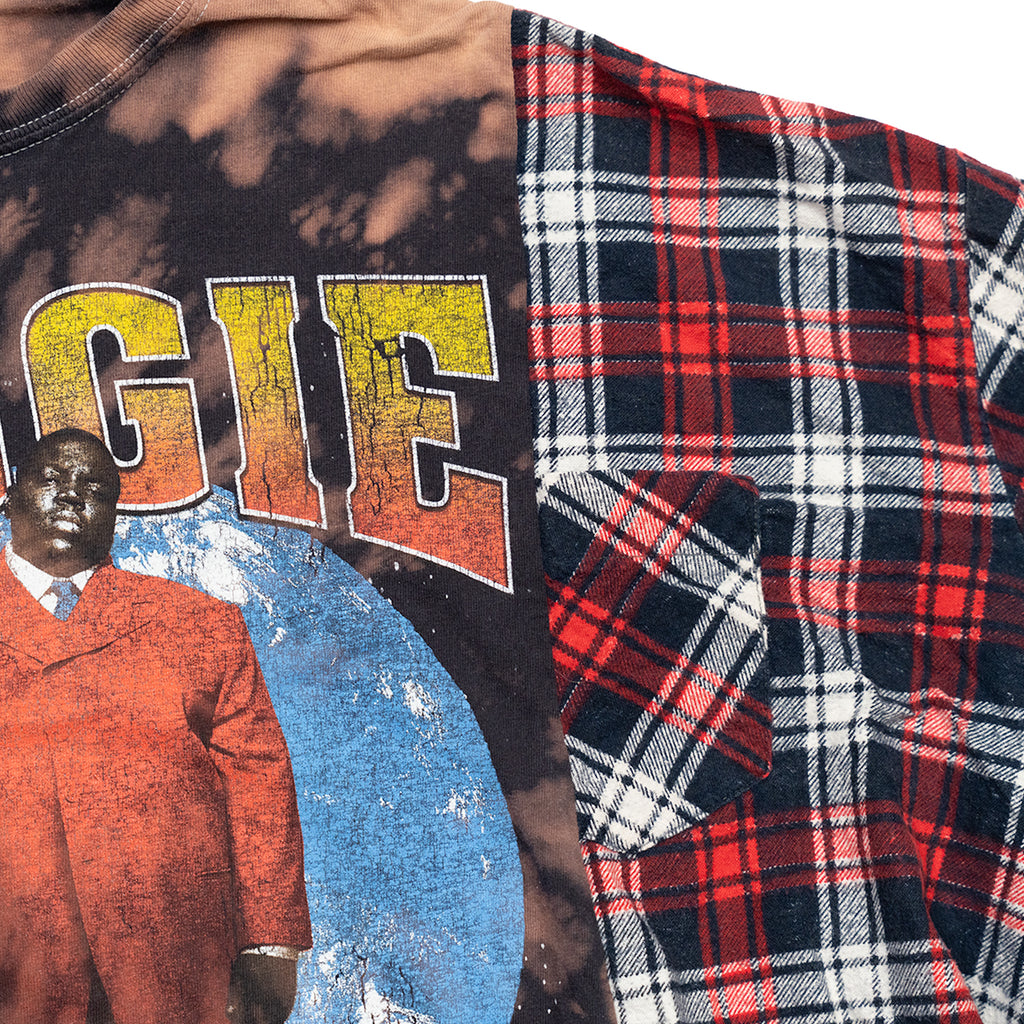 Biggie Smalls Flannel Campfire Style Sweatshirt - Reworked Vintage Upcycled Plaid - [M]
