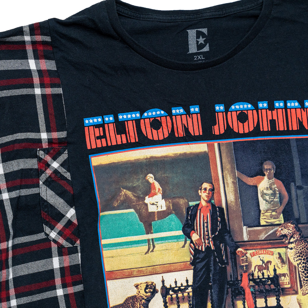 Elton John Flannel Campfire Style Sweatshirt - Reworked Vintage Upcycled Plaid - [L]